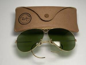 70s★ケース付★B&L RAY-BANボシュロムレイバン SHOOTERシューター ゴールド #3 ライトグリーンレンズ黄緑 VINTAGE USA製サングラス RB3