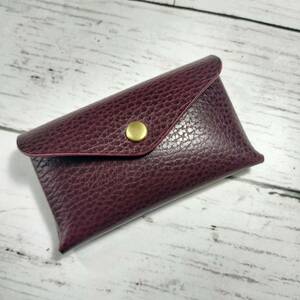 ハンドメイド★【ドラーロ】小銭、カード、小物　マルチケース★ワイン　イタリアンレザー　ミニ財布　RiDo LeatherWorks 