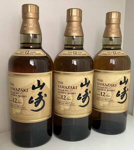 【2338】※東京都内限定発送※SUNTORY シングルモルト 山崎 12年 100周年記念蒸溜所ラベル 700mL 43% 3本おまとめ 未開栓