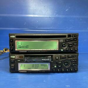  Kenwood made 1DIN+1DIN cassette deck *glai piece set KRC-X55 / KDC-G77 that time thing antique rare thing 