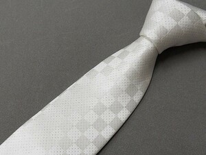  west . woven formal necktie * white × silver lame * checker pattern * silk 100%* made in Japan *. equipment * wedding *... mail service possible NJR03