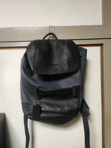 COACH コーチリュックバッグパックマンハッタンオールレザーバイカラーブルー青ネイビー紺