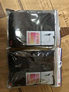 ◆新品　2枚◆UNIQLO ユニクロ◆ヒートテック　クルーネックT (9部袖)◆メンズＭ◆ダークグレー◆保温 ◆男性　