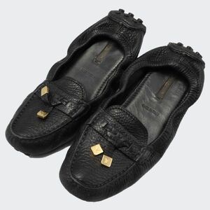 e3584【LOUIS VUITTON】レザー　ドライビングシューズ　VA1008　38M　黒　ルイヴィトン