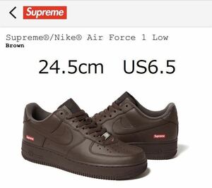 希少 24.5cm Supreme × Nike Air Force 1 Low Baroque Brown US6.5 シュプリーム ナイキ エアフォース1 ブラウン Box Logo Sticker付 Tee