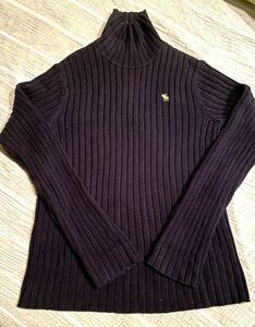 Abercrombie&Fitch アバクロ　ニット セーター タートルネックセーター 紺色　ネイビー　サイズS