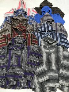 10着 メキシカン パーカー 古着卸 BAJA バハシャツ フーディー 柄 メキパー まとめ売り メキパー　1円スター Set XL XXL 業者 ストライプ