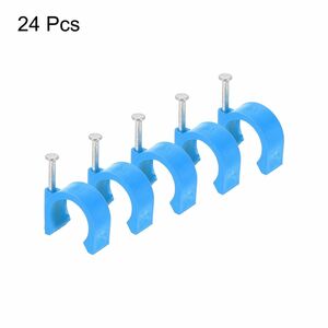 丸型ケーブルクリップ 炭素鋼釘 ホームワイヤー 18 mm 24個 ブルー 工具 道具 クリップ ケーブルクリップ