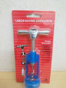 51492AR◆ワインオープナー 未使用　青 LABORSAVING CORKSCREW