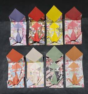  origami pochi sack Japanese style (.. attaching crane ) 8 point..1 sheets. origami . taking place . -. in present even doing ....! hand made tsuru..