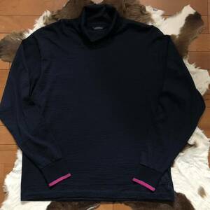 SOPHNET.（ソフネット）CHICSTOCKS WOOL TURTLENECK PULLOVER ゴルフウェア ハイネックロングスリーヴ モックネック ボーダー長袖/紺（L）