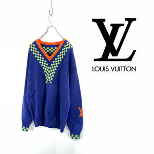 2021SS LOUIS VUITTON ルイヴィトン ダミエ Vネック ウール ニット セーター size M RM211 ZRS HKN61W 1205583