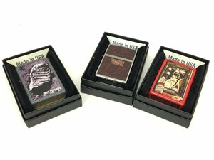 ■Zippo オイルライター 2014年製 歴代 オイル レッド / 月面着陸 JULY 20.1969 他 箱付き 3点まとめ 火花あり 中古【MA120049】