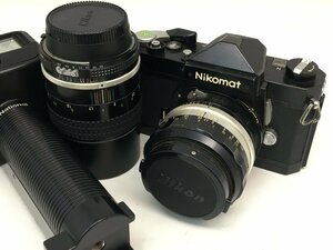 Nikomat FT/NIKKOR-S・C 1:1.4 50mm/NIKKOR 135mm 1:3.5 一眼レフカメラ レンズ ストロボ付き ジャンク 中古【UW120714】