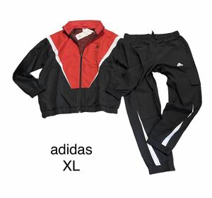 新品 正規品【adidas/アディダス】トラックスーツ ウーブンジャケット&パンツ◇ウインドブレーカーセット◆XL◆赤×黒