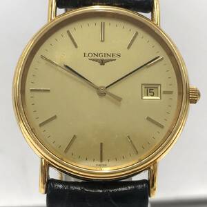 C411-A86-617◎ LONGINES ロンジン L4.636.2 ステンレス デイト ブラック&ゴールド メンズ クオーツ 腕時計 不動