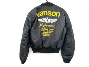 E502-O45-8 VANSON バンソン MA-1 袖デザイン バッグロゴ ジャケット ブラック オレンジ LW バイカー ①