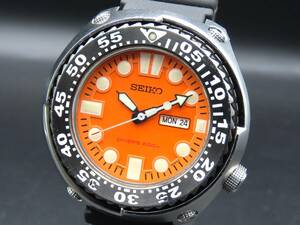 1円～! 稼動品★正規品 SEIKO セイコー 7N36-0AF0 ダイバーズ200m デイデイト オレンジダイヤル 純正ブレス メンズ腕時計 TTKLG3781