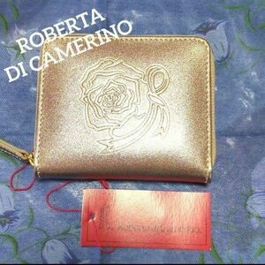 ROBERTA DI CAMERINO　ミニ財布　シャンパンゴールド　薔薇