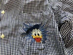 ICEBERG Donald Duck silver chewing gum check long sleeve shirt embroidery Italy made 