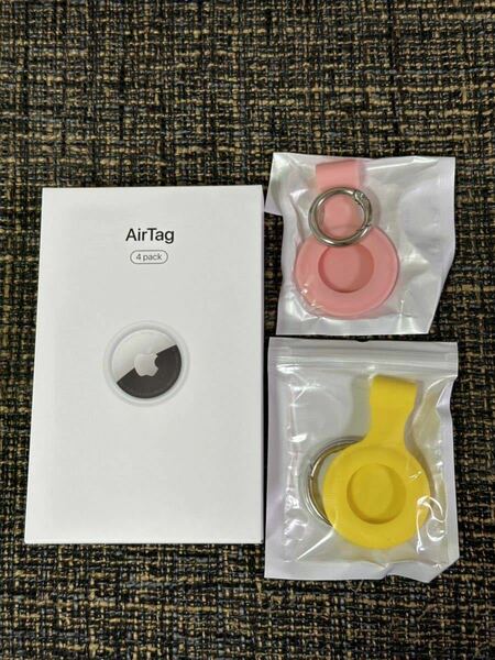 未使用品・送料無料・追跡可能　air tag Apple エアータグ　アップル　エアタグ　2個バラ売り　キーホルダー AirTag シリコン 黄色 ピンク