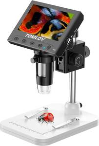 デジタル顕微鏡 デジタルマイクロスコープ USB顕微鏡 調節可能 4.3インチ液晶付き バッテリー付
