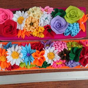 プレゼントボックス風カラフルフラワーアレンジメント２個セット/ハンドメイドフェルトのお花の画像4