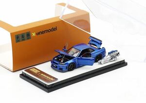 1/64 pgm r34メタリックブルー四角台座二台