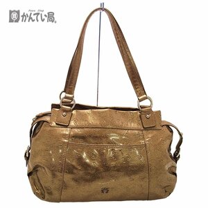 ANNA SUI Anna Sui alphabet type pushed . tote bag fastener opening and closing type inset equipped lame entering brown group lady's bag woman bag Kirakira 