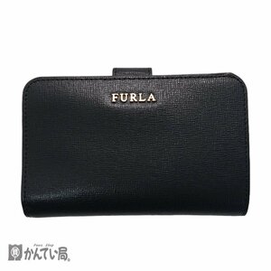 FURLA フルラ コンパクト財布 ブラック 黒 外箱 保存袋有り 札入れ ファスナー開閉小銭入れ カード入れ×10 シンプル レディース財布