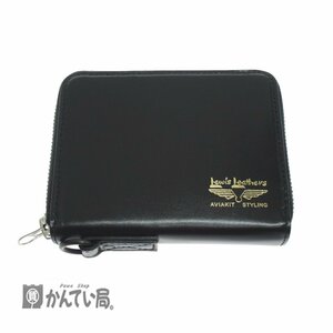 未使用品 PORTER Lewis Leathers ポーター ルイスレザー コラボ コンパクト 財布 マルチウォレット ファスナー式 小銭入れ有 黒 ブラック