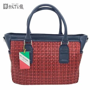 未使用品 バッファロー ゴート タグ付き Top Collection 2WAYバッグ レッド×ネイビー ハンドバッグ ショルダーバッグ ファスナー開閉