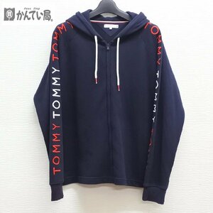 TOMMY HILFIGER トミー ヒルフィガー UW0UW02867 ジップアップパーカー フーディー フード付き ネイビー 紺色 Lサイズ ロゴ刺繍 トップス