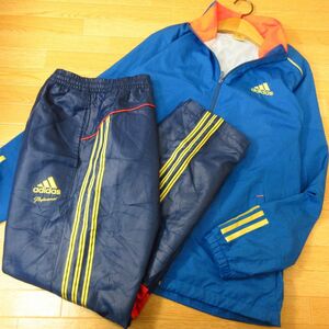 ◎adidas professional アディダス M 上下セット！野球◆ウィンドブレーカージャケット&ナイロンパンツ◆メンズ 青×紺◆B3026