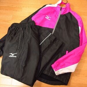 ◎使用少なめ！XS 上下セット！MIZUNO ミズノ◆厚手 裏起毛 セットアップ ウィンドブレーカー ジャケット&パンツ 秋冬◆メンズ 紫黒◆B3110