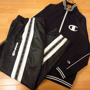 ◎Champion チャンピオン XL 上下セット◆ジャージジャケット&ナイロンパンツ◆メンズ 黒◆B3103