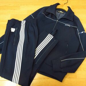 ◎希少 80s！M 上下セット！MIZUNO ミズノ 昭和レトロ◆ジャージ ジャケット&パンツ ヴィンテージ 足ひも付き◆メンズ 紺◆B3076