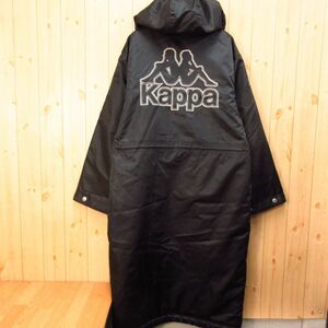 ◎美品 90s！Kappa カッパ◆厚手ベンチコート ロング丈 中綿 裏ボア 防寒 撥水 軽くてあたたかい！◆メンズ 黒 Mサイズ◆W024