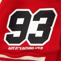 ◎A BATHING APE ア ベイシングエイプ 93◆スタジャン フィーディー 裏起毛 迷彩 カモフラ◆メンズ 赤 XLサイズ◆A3438_画像4