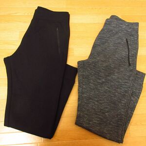 ◎美品！M 2本セット！UNIQLO ユニクロ◆スウェットテーパードパンツ ルームウェア ジャージ 部屋着◆メンズ 黒xグレー まとめ売り◆C1109