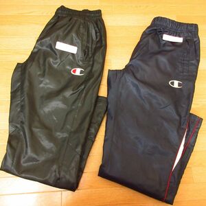 ◎使用少なめ！M 2本セット！Champion チャンピオン◆厚手ナイロンウォームパンツ 裏起毛 防寒 暖パン◆メンズ 紺 まとめ売り◆C1108