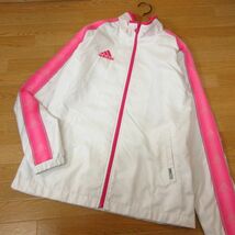 ◎美品！M 上下セット！adidas アディダス◆ウィンドブレーカー ジャケット&パンツ◆レディース 白xピンク◆B3120_画像3