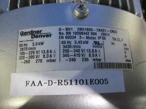 新古 GARDNER DENVER G-BH1 2BH1600-7AH21-ZN03 3.0KW ＜送料別＞ (FAA-D-R51101E005)