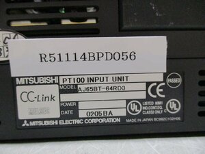 中古 MITSUBISHI CC LINK PT100 INPUT UNIT AJ65BT-64RD3 温度入力ユニット (R51114BPD056)