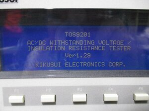 中古 KIKUSUI AC/DC WITHSTANDING VOLTAGE/INSULATION RESISTANCE TESTER TOS9201 200-240V 47-63Hz ＜通電OK＞ (PAKR51129D002)