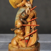 ★BRIENZ スイス ブリエンツ 木彫人形 チェロを弾く少女 フィギュリン 木製置物 一刀彫 レア★_画像4