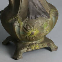 【宙】西洋美術 フランス製 ブロンズ 裸婦像花入一対 34.3cm 2176g, 2334g アール・ヌーヴォー様式 花器 花瓶 古美術品 12S26.hl.D_画像2