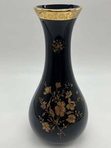 LIMOGES CASTEL リモージュ　花瓶 22K GOLD ネイビーカラー 紺系 花入れ 花挿 アンティーク インテリア