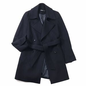 S3-WK103 ダナキャラン ニューヨーク DKNY ウール トレンチコート ブラック 2 レディース