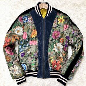 974【美品】GUCCI グッチ 2018 ボンバージャケット ブルゾン アウター ジップ 花柄 フローラ スネーク 蛇 マルチカラー 46 M相当 メンズ